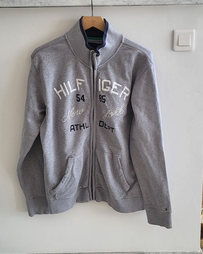Tommy Hilfiger Sweat zippé ML TXL-Gris &Marine-Hilfiger brodé & Zip Intégral - Manhattan 54W 85th - photo numéro 2
