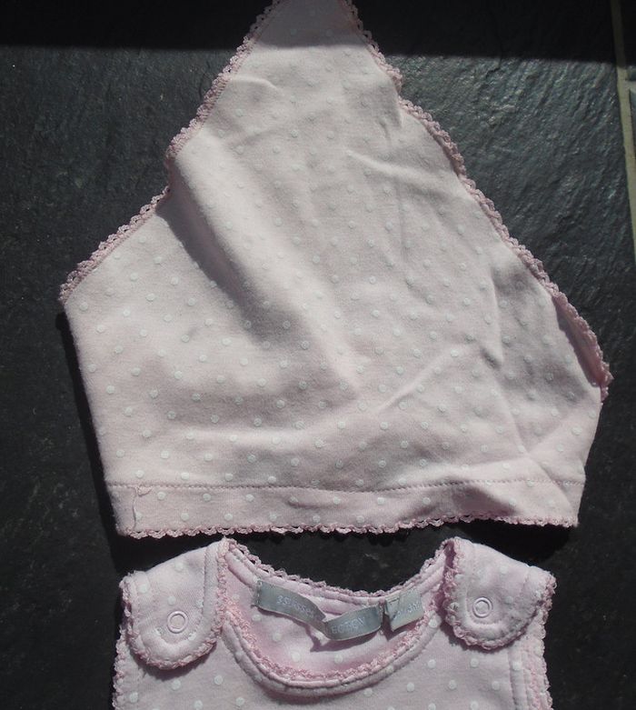Adorable barboteuse été fille 3 mois (60 cm) et son bandeau fichu - photo numéro 2