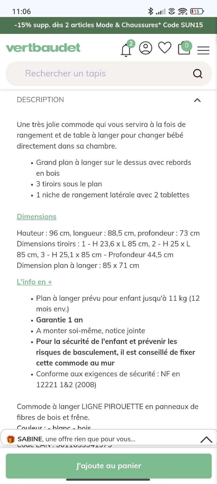 Commode à langer Vertbaudet - photo numéro 4