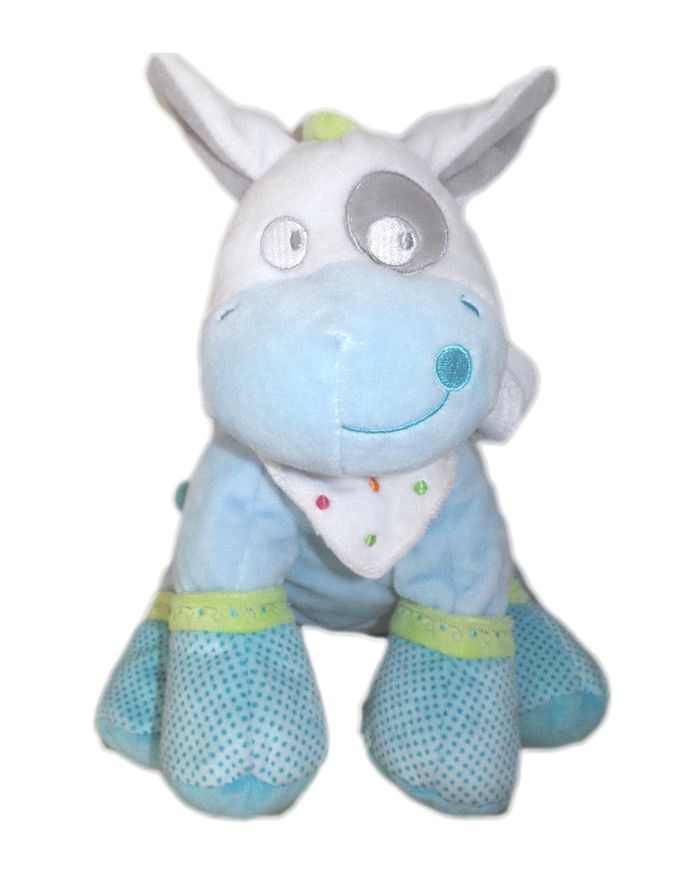 Peluche doudou cheval poney bleu 25 cm  Mots d'Enfants