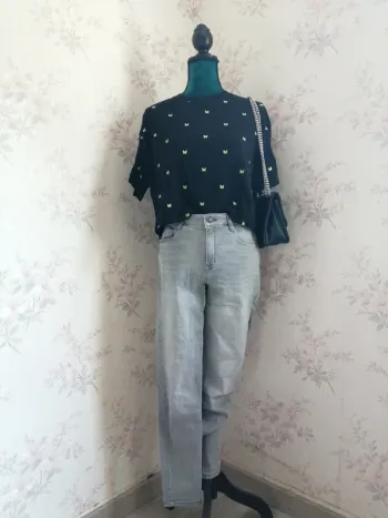 Jeans gris skinny high rise / C&A / (40)
