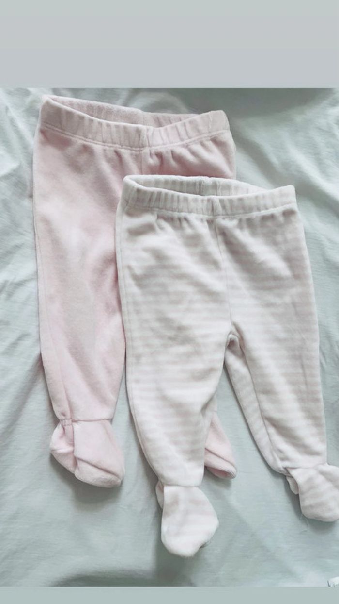 Lot de deux pantalons avec pieds effet velours taille 6 mois - 68 cm - photo numéro 10