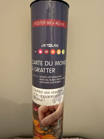 Jetlag - Carte du monde à gratter noire/dorée 60x40cm