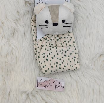 Doudou Plat  Chat Tigre Lange Blanc Pois Vert Orchestra