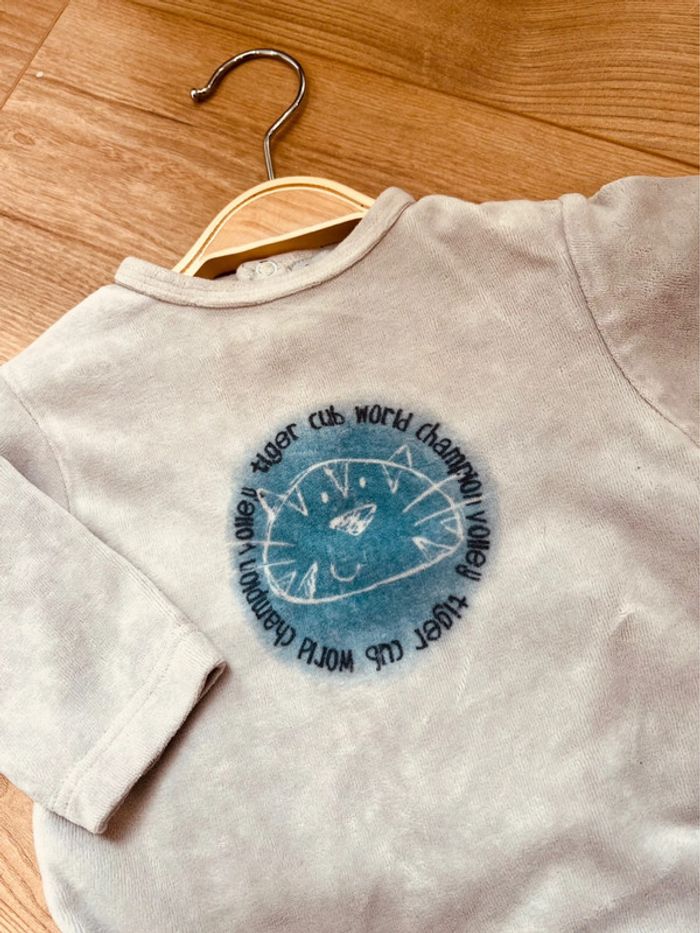 Taille 6 mois pyjama velours garçon Tex bleu et gris * tigre * 💙 - photo numéro 2