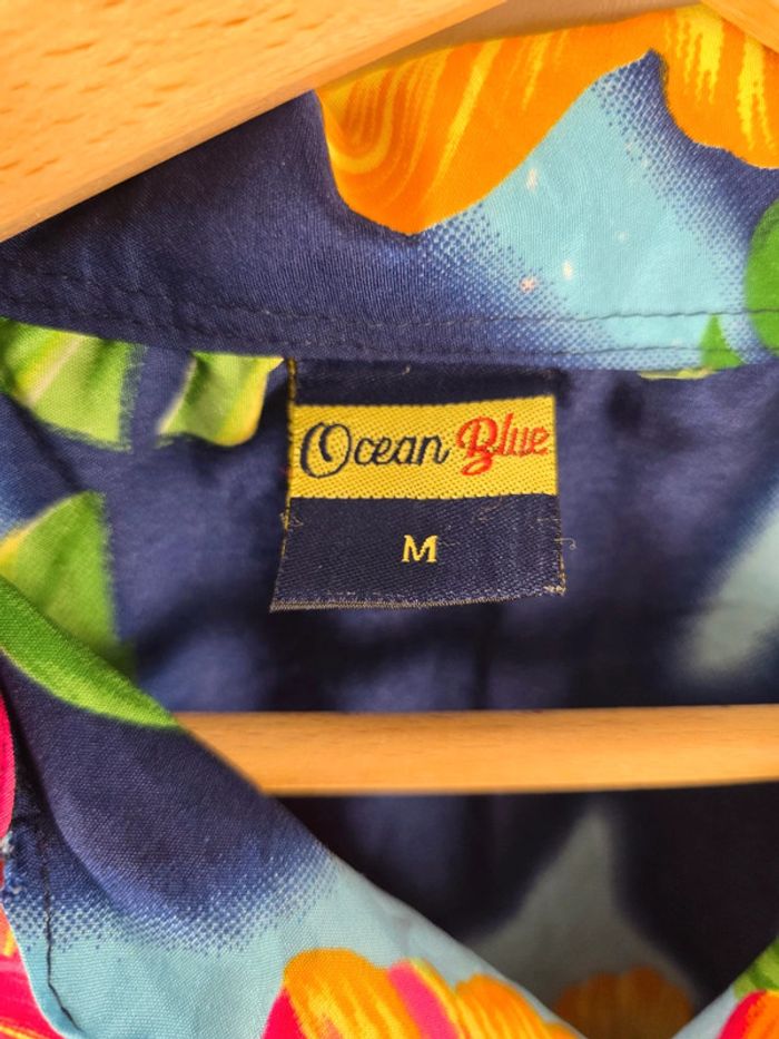 Chemise hawaïenne homme Ocean Blue fleurs tropicales multicolore M été vintage - photo numéro 4
