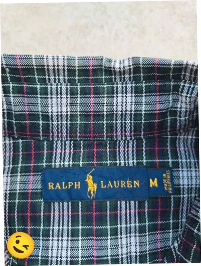 Chemise Ralph Lauren manche longue Taille M vert noir Homme Men CHE116 - photo numéro 3