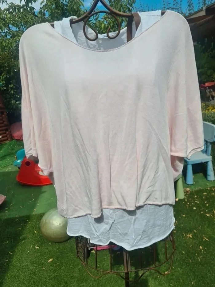 Pull fin avec doublure amovible. Rose pâle. Made in italy. Taille unique