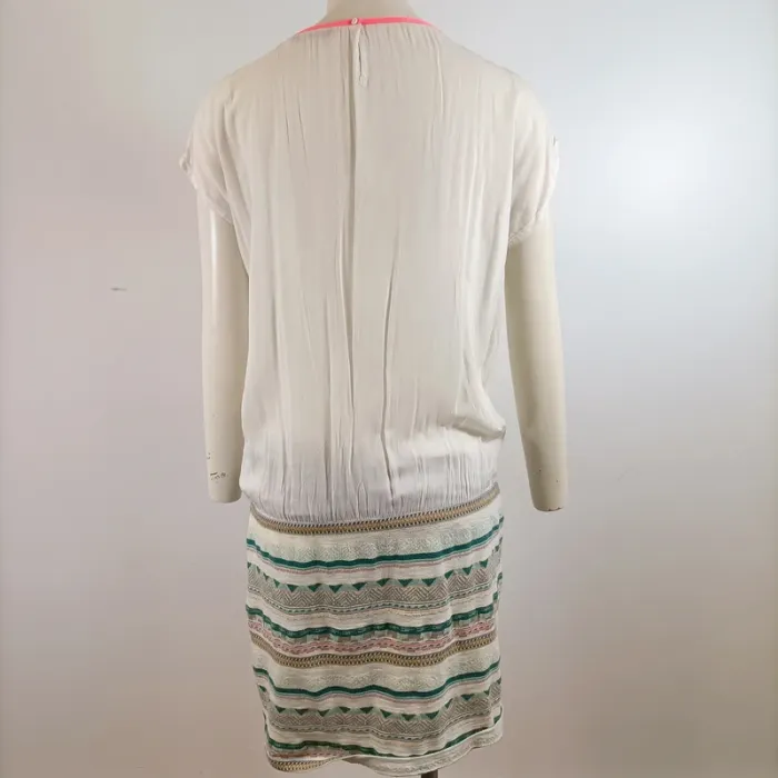 Robe blanche EDC by Esprit col fluo taille S motif ethnique bas de robe A1560 - photo numéro 7