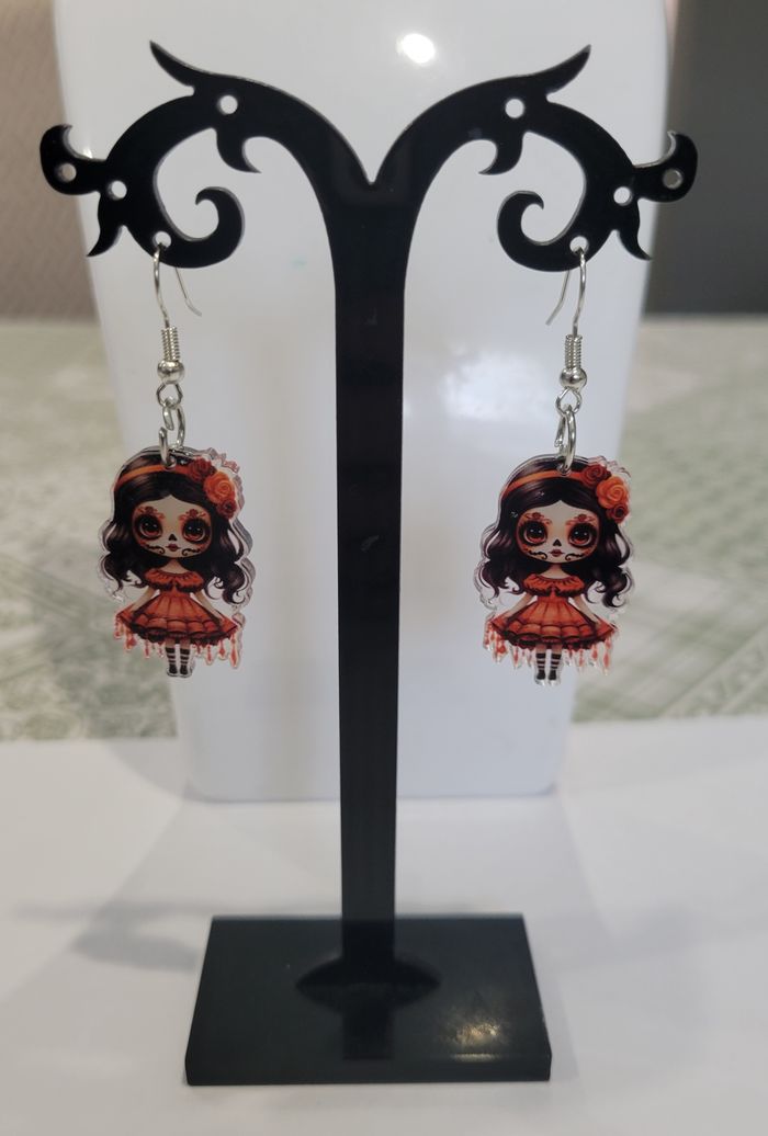 BOUCLES D'OREILLES POUPEE SANTA MUERTE HALLOWEEN ! NEUVE ! MODELE 7