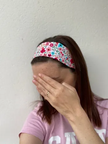 Bandeau cheveux à fleurs rose