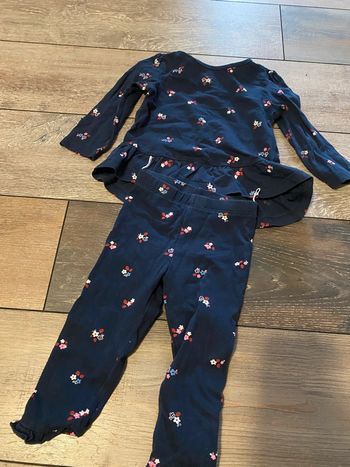 Ensemble fille baby club bleu marine et fleurs 12 mois