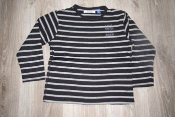 TEE SHIRT ML NOIR RAYÉ GRIS GARÇON - OKAIDI - 8 ANS - n°10