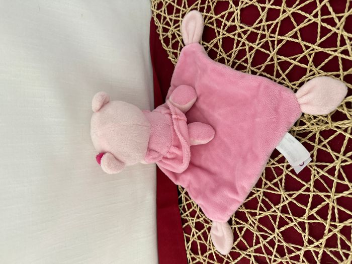 Pommette doudou ours rose mouchoir violet fleur oiseau - photo numéro 2