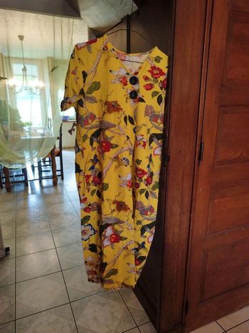 Robe longue jaune fleurie vintage taille M/38