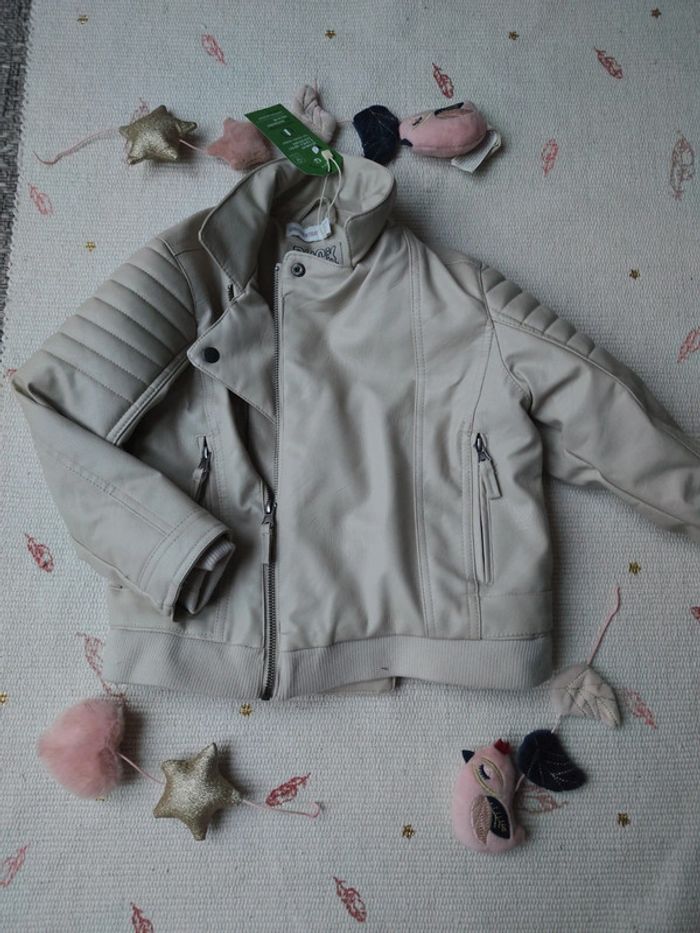 Veste imitation cuir garçon beige - photo numéro 2