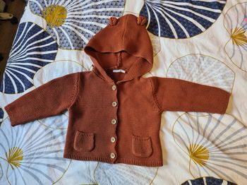 Gilets.  A capuche.  Marron.  12 mois.  Bout'chou 