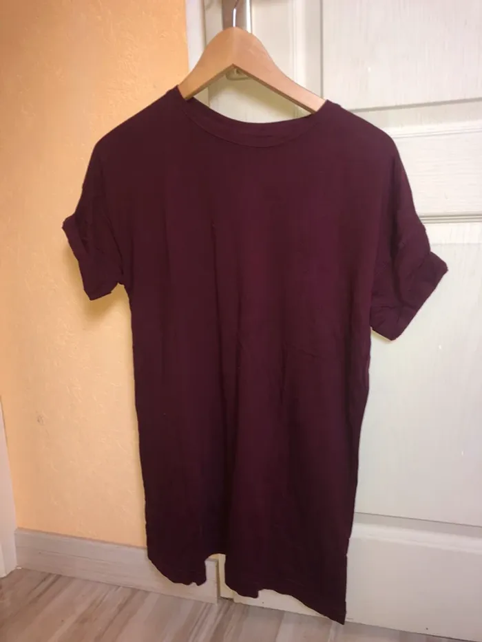 tee shirt bershka oversize bordeaux xs - photo numéro 2