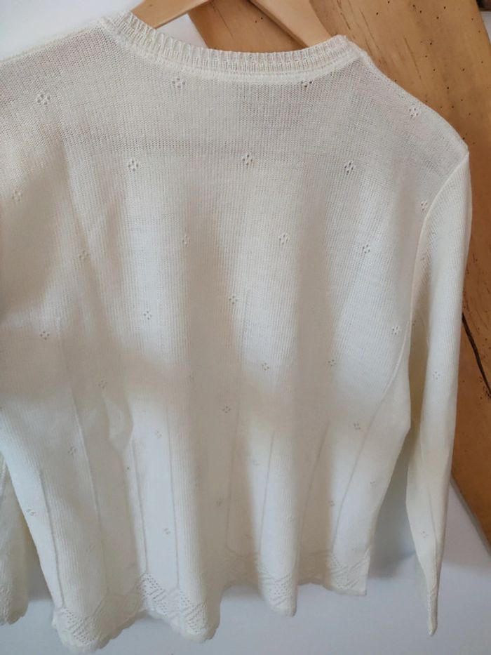 Haut années 70 100 % acrylique crème broderie - photo numéro 6