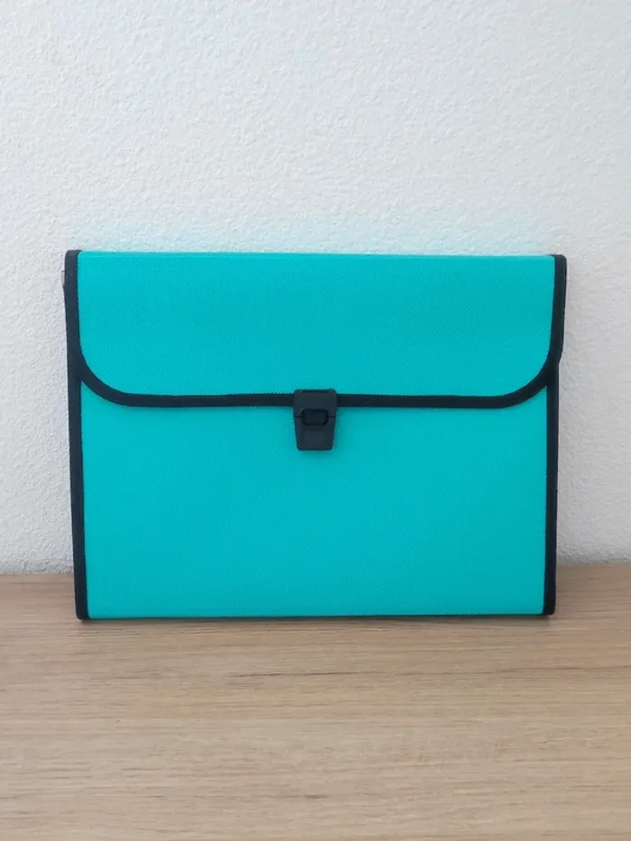 Trieur à soufflet polypro turquoise / United Office - Dos 45mm