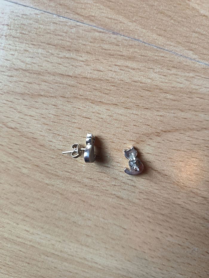 Boucles d'oreilles chat argentées - photo numéro 3