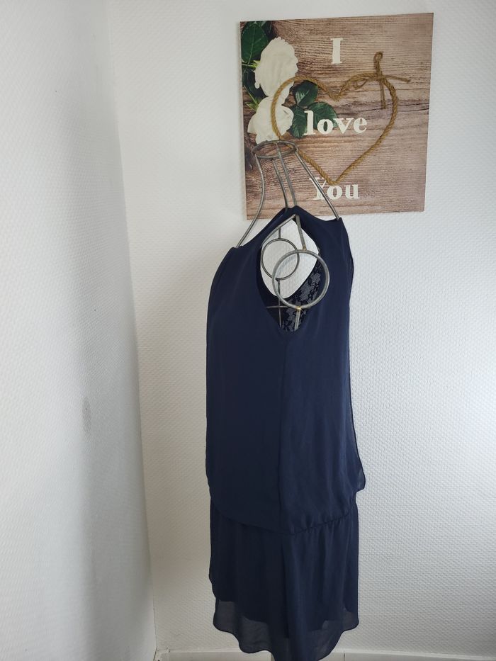 Robe fluide bleu marine avec dentelle au dos-new collection-taille 38 - photo numéro 5