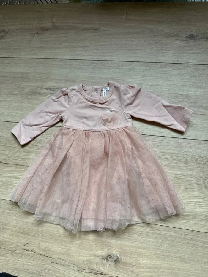 Robe body manche longue rose avec tulle Taille 1 mois