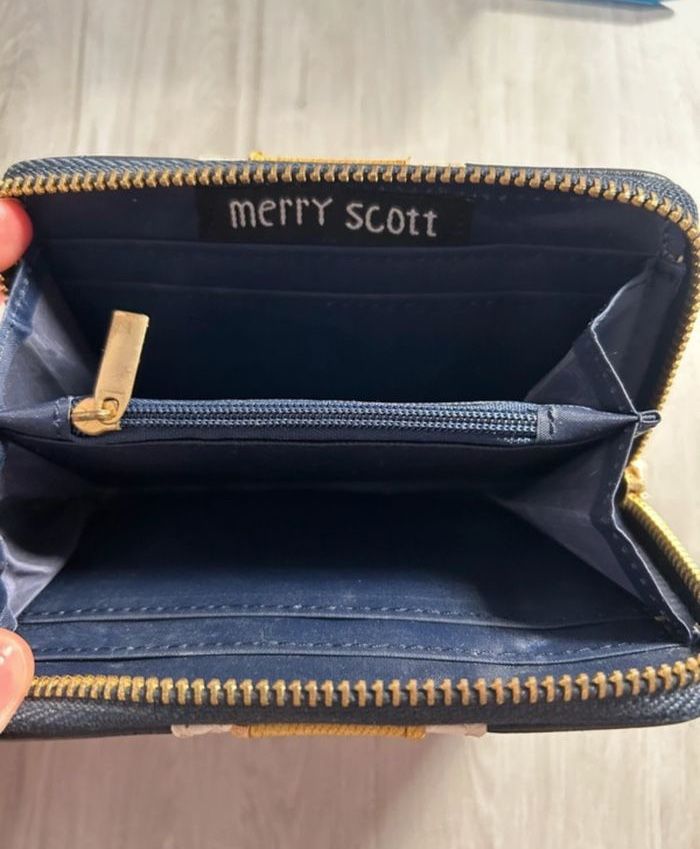 Portefeuille bleu, moutarde et beige Merry Scott - Très bon état - photo numéro 2