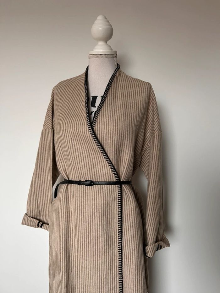 Manteau veste Zara cardigan gilet rayures Abrigo Cappotto Chaqueta long vestido Chaleco vest Rebeca - photo numéro 7