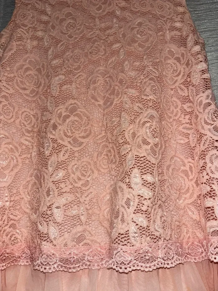 Tunique dentelle et tulle rose, robe courte, tunique/robe Cicero taille M - photo numéro 2