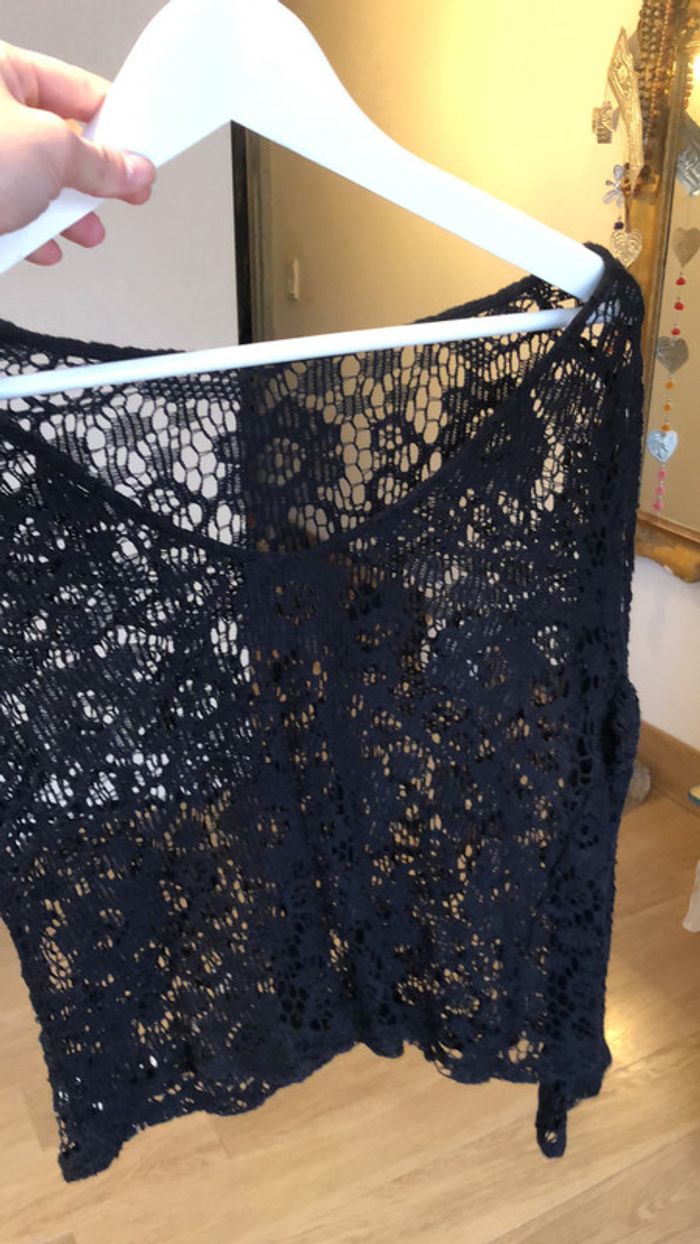 Haut en dentelle noire taille M / tee shirt à manches longues dentelle - photo numéro 7