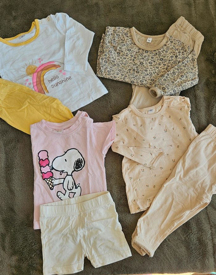 Lot 4 pyjamas 2 pièces sans pieds 12 mois