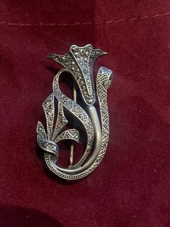 Broche ancienne argent marcassites