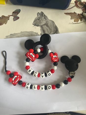 Attache tétine cars + anneaux dentition 