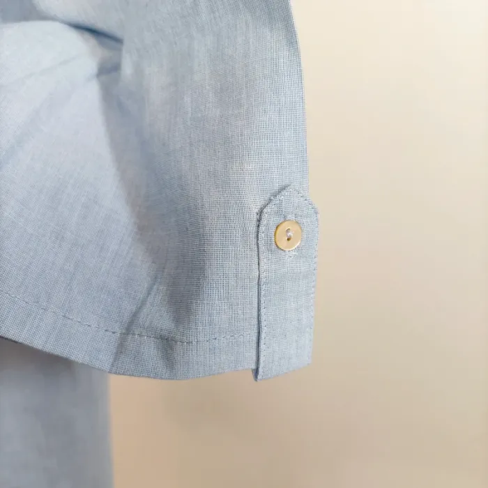 Blouse Esprit bleu clair col V manches retroussables 100 % coton taille 44 A1336 - photo numéro 7