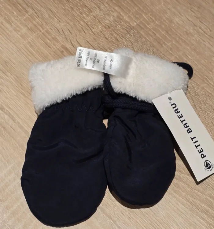 Moufles Petit Bateau – Bleu marine & blanc – T. 12-24 mois - photo numéro 2