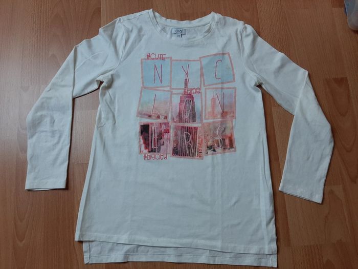 Tshirt manches longues blanc imprimé T 10-11 ans