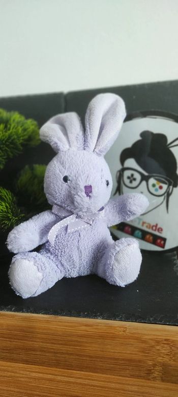 doudou Peluche Violet Lavande Lapin Folies De Provences Noeud