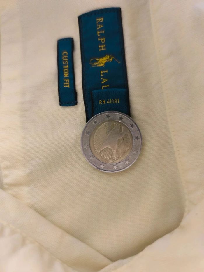 Chemise Ralph Lauren - Custom Fit - Logo brodé gris - Jaune - Taille XL - photo numéro 10