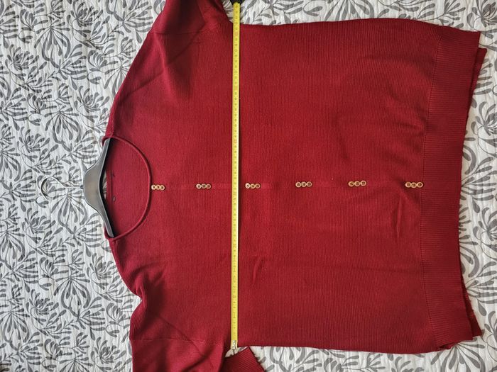 Pull bordeaux avec faux boutons Plus - photo numéro 5