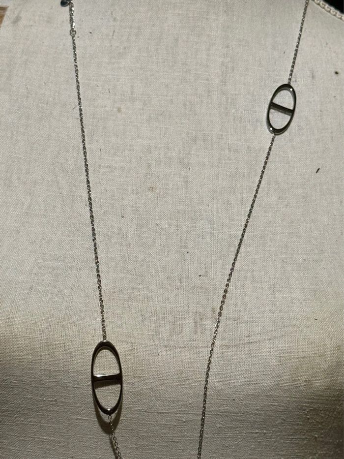 Collier sautoir réglable acier inoxydable argent gros maillons réglable - photo numéro 3