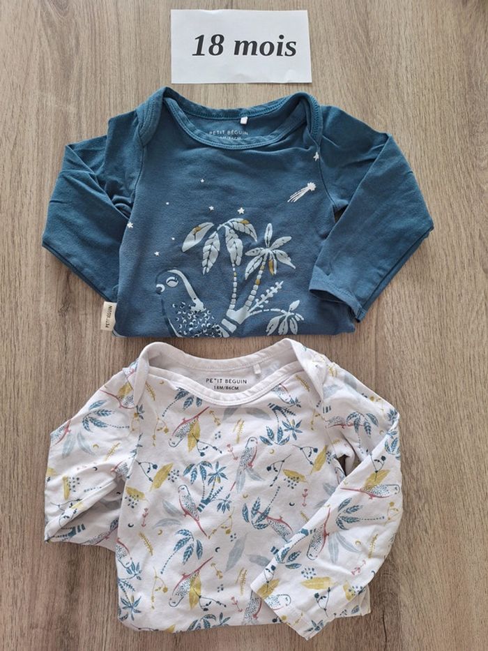 Lot 2 bodies petit beguin 18 mois neuf