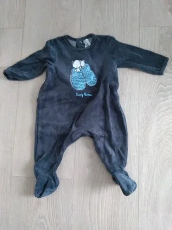 Pyjama velours gris Orchestra 3 mois