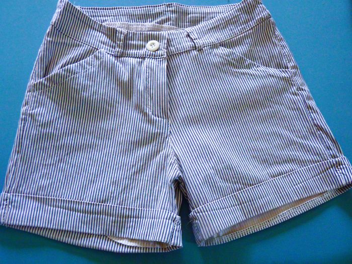 Short femme S 36 H&M Mim Gemo lot TBE gris beige rayé - photo numéro 5