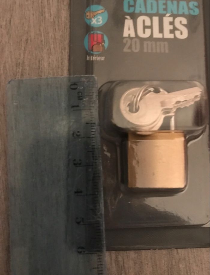 cadenas 20 mm avec 3 clés marque u sous blister neuf pour valise, casier etc - photo numéro 4