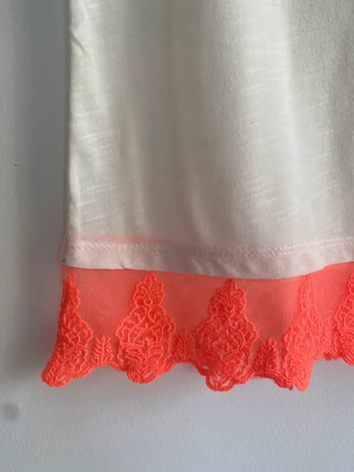 Débardeur kiabi beige dentelle orange fluo - photo numéro 3