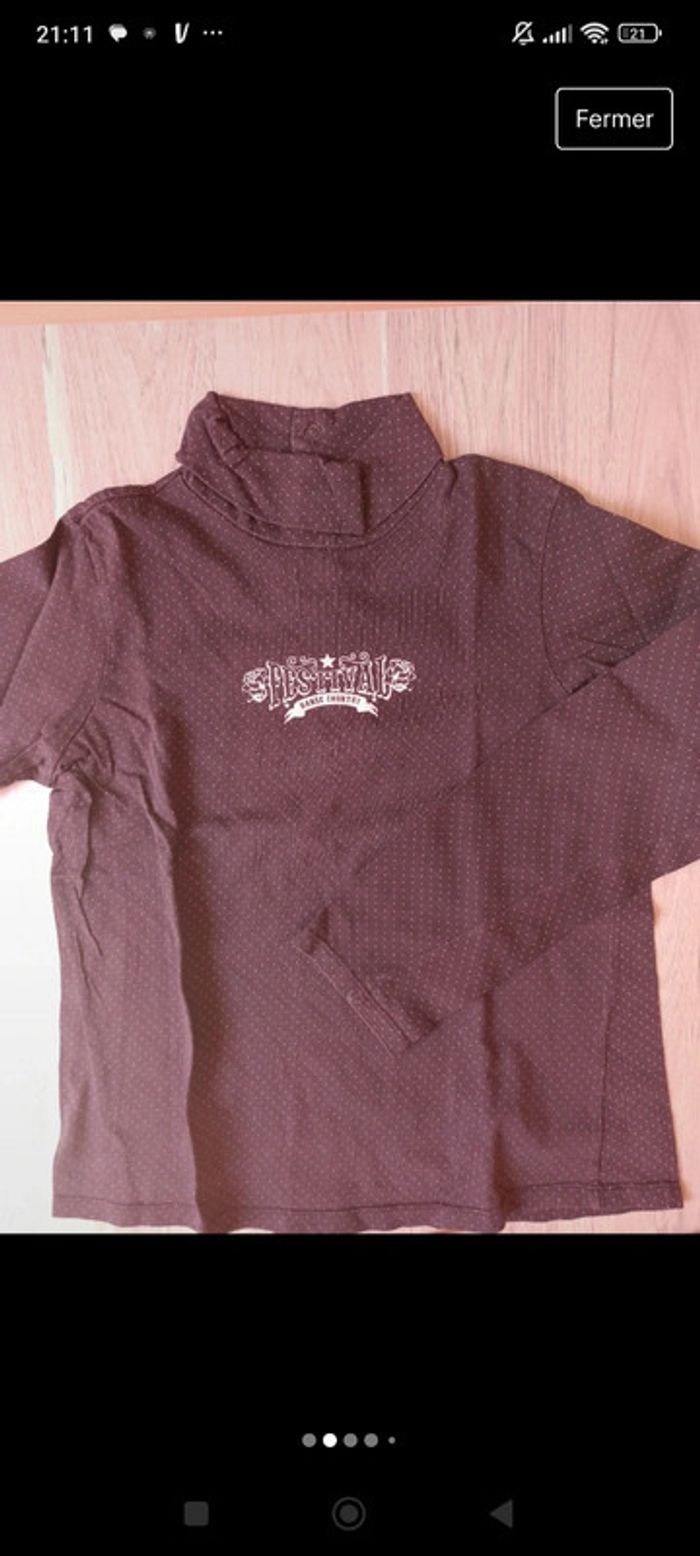 2 cols roulé marron rose pois rayures sergent major 10 ans - photo numéro 3