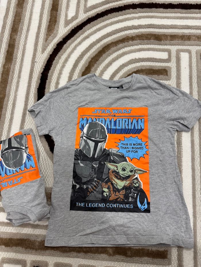 T-shirt Star Wars The Mandalorian gris T.7-8 ans bon état (lot de 2 disponible) - photo numéro 4
