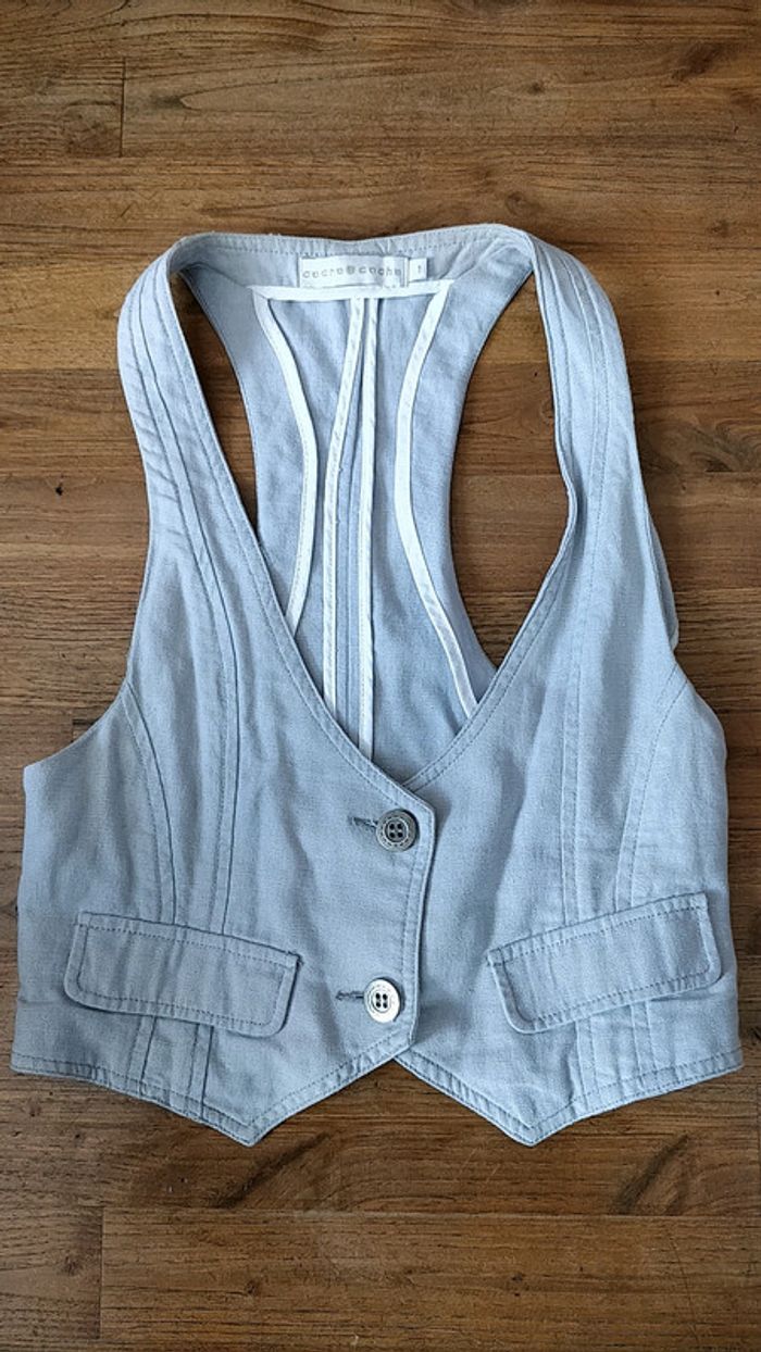 Gilet de serveur, court sans manche gris