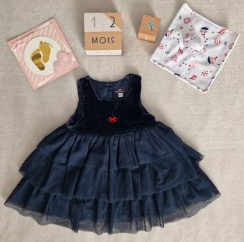 Jolie robe marine à volants Sergent Major 12M (BE avec défauts)